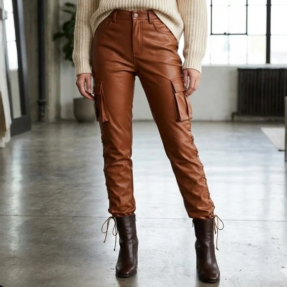 NWT VALABASAS PLAY Lace-Up Faux Leather Cargo 🔥 - Picture 12 of 12